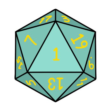 Retro Dövme Biçimi Doğal 1D20 zar atma