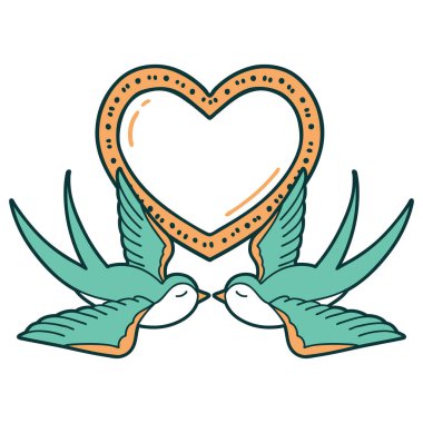 Kırlangıçların ve bir kalbin ikonik dövme görüntüsü