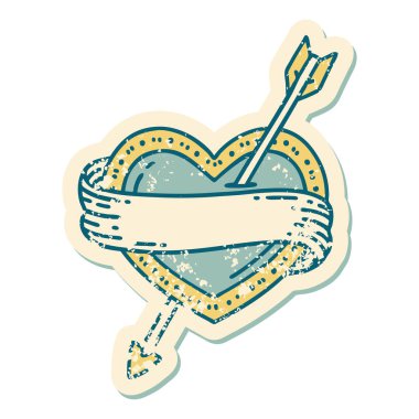 ok kalbi ve pankartın sembolik dövmeli görüntüsü