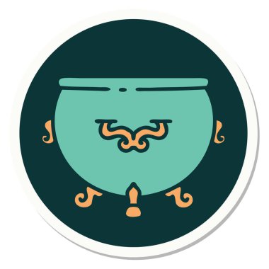 Dövme çıkartması geleneksel stil bir kazan.