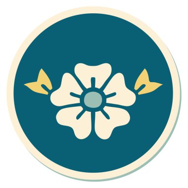 Geleneksel bir çiçek stiliyle dövme çıkartması