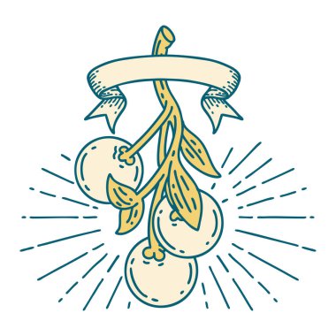 Dövme stili ökseotu böğürtlenli parşömen.