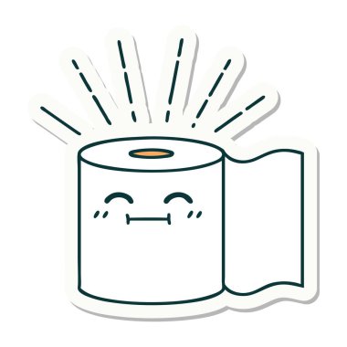 Dövme stili tuvalet kağıdı karakterinin çıkartması