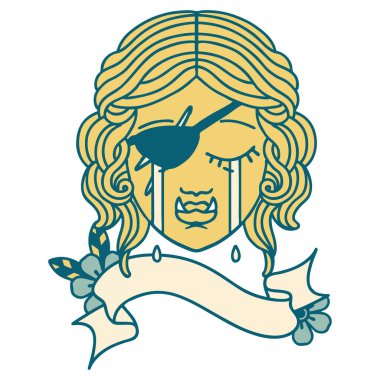 Retro Dövme Biçimi Ağlayan Ork düzenbaz karakter yüzü