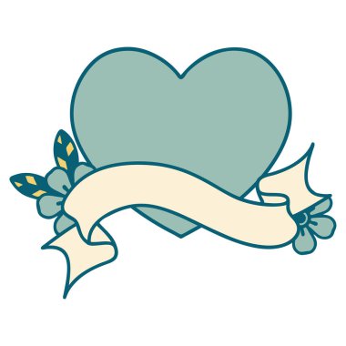 Geleneksel dövmeli bir kalp sancağıyla