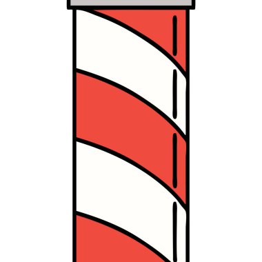 geleneksel stil bir berber direği dövmesi