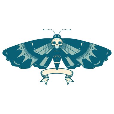 Geleneksel dövmeli ölüm bayrağı, baş güve.