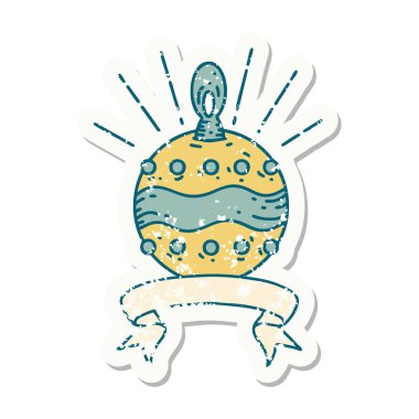 Dövme stili eski bir çıkartma. Noel süsü.