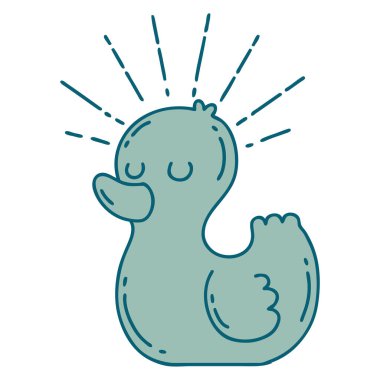 Geleneksel dövme stili plastik ördek çizimi