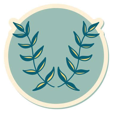 Geleneksel defne stili dövme çıkartması