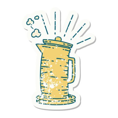 Eski bir dövme stili kahve sürahisi.