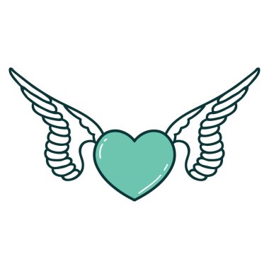 Kanatlı bir kalbin ikonik dövme görüntüsü