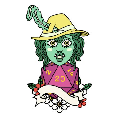 Retro Dövme Tarzı. 20 zarlı yarım ork ozanı şarkısı.