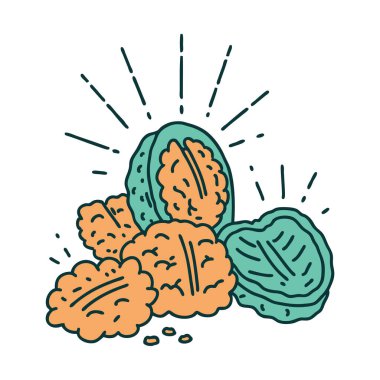 Geleneksel dövmeli ceviz kabuklu.