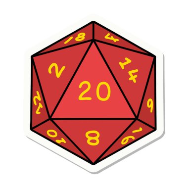 Doğal bir 20 D20 zar atmanın çıkartması.