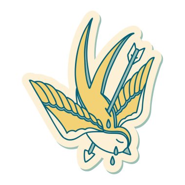 Okun deldiği bir kırlangıç dövmesi.