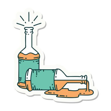 Dövme stili bira şişesi çıkartması.