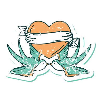 Kırlangıçların sembolik dövmesi ve sancaklı bir kalp.