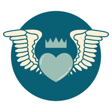 Kanatlı bir kalbin ikonik dövme görüntüsü