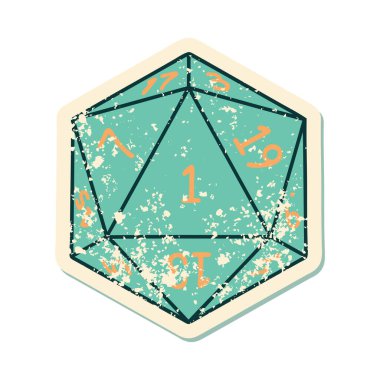 Retro Dövme Biçimi Doğal 1D20 zar atma