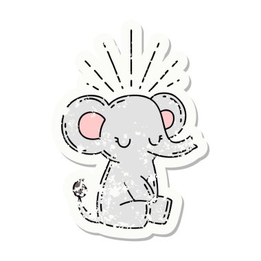 Dövme stili eski bir çıkartma. Şirin bir fil.