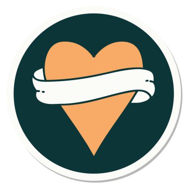 Geleneksel kalp ve bayrak stiliyle dövme çıkartması