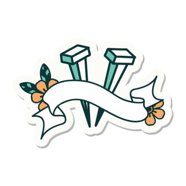 Demir çivi sancağıyla dövme stili çıkartması