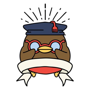 Dövme stili eğitim almış parşömen bayrağı