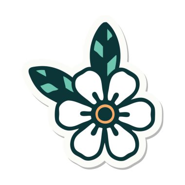 Geleneksel bir çiçek stiliyle dövme çıkartması