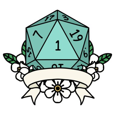 Retro Dövme Biçimi Doğal bir d20 zar atma