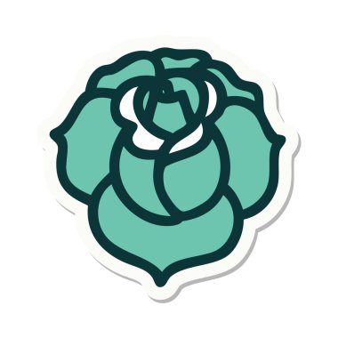 Geleneksel bir çiçek stiliyle dövme çıkartması