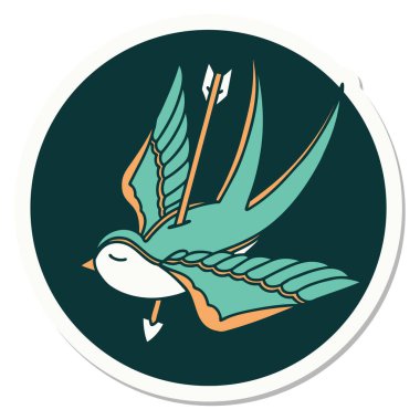 Okun deldiği bir kırlangıç dövmesi.