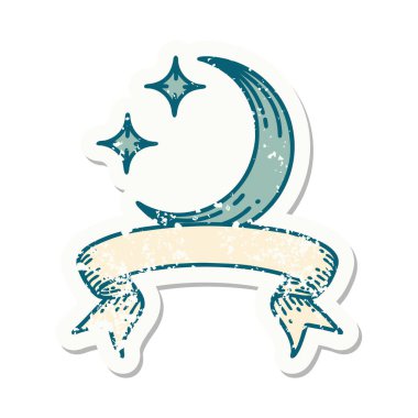 Üzerinde ay ve yıldızların bayrağı olan eski bir etiket.