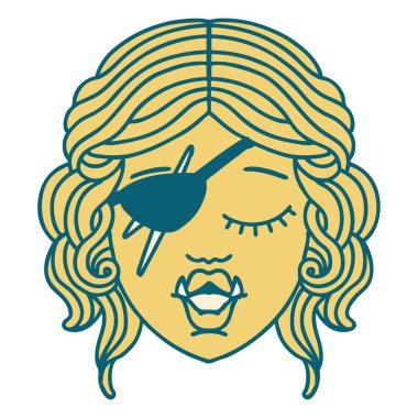 Retro Dövme Biçimli Ork karakter yüzü