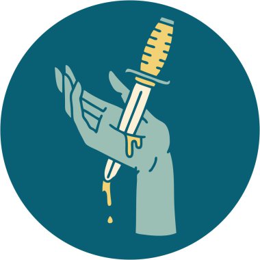 Elinde hançer resmi olan ikonik dövme.