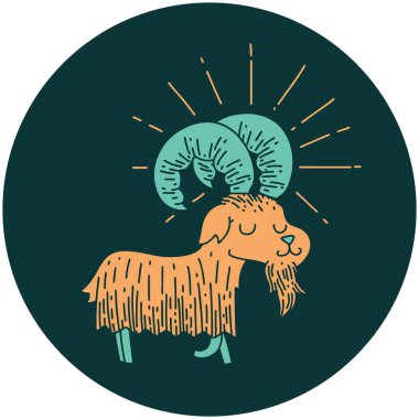 Dövme stili mutlu keçi ikonu