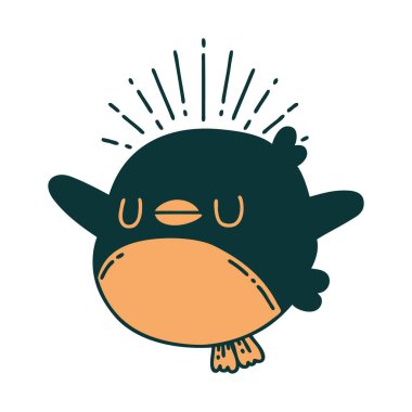 Geleneksel dövme kanat çırpan Robin 'in çizimi