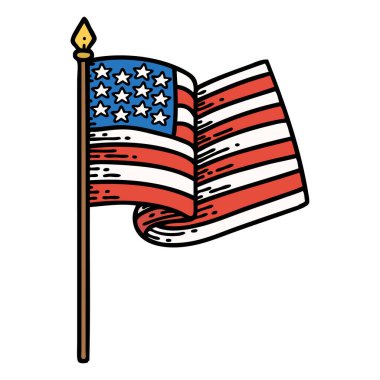 Amerikan bayrağının geleneksel stiliyle dövme.