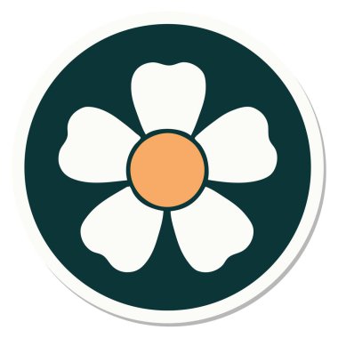 Geleneksel bir çiçek stiliyle dövme çıkartması