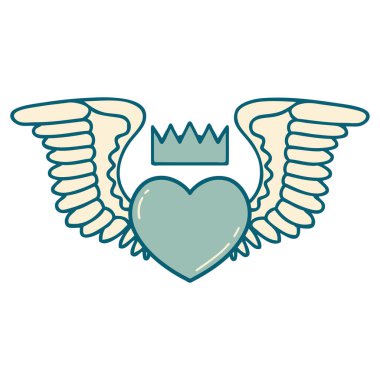 Kanatlı bir kalbin ikonik dövme görüntüsü