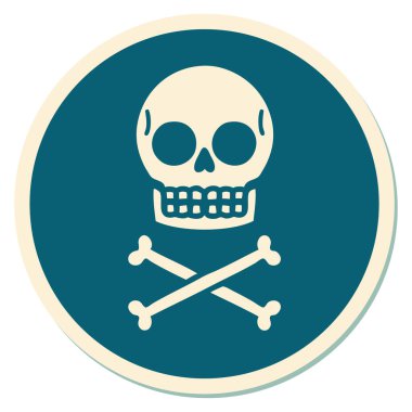 Geleneksel bir kafatası stili dövme çıkartması