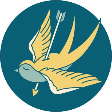 Oklu bir kırlangıcın ikonik dövme görüntüsü