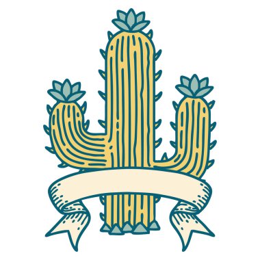 Kaktüs sancağıyla geleneksel dövme.