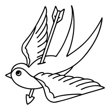 Kırlangıç şeklinde siyah çizgili dövme