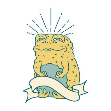 Dövme stili karakteri olan kaydırma pankartı