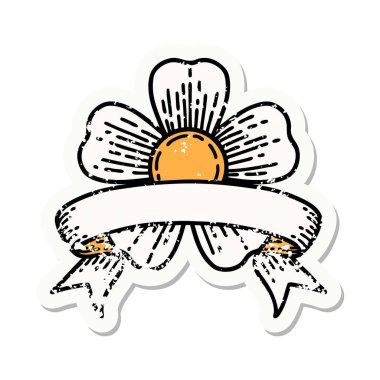 Üzerinde çiçek bayrağı olan eski bir etiket.