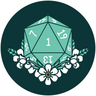 Doğal zarın ikonu çiçek elementleriyle yuvarlanır.