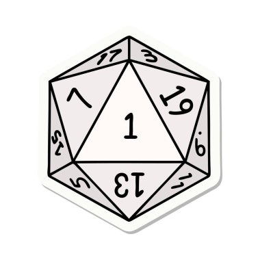 Doğal 1 D20 zar atma etiketi