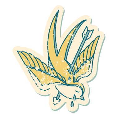 ok ile delinmiş bir kırlangıcın sembolik dövmeli görüntüsü