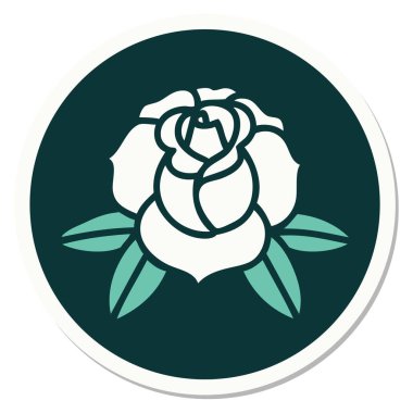 Geleneksel bir çiçek stiliyle dövme çıkartması